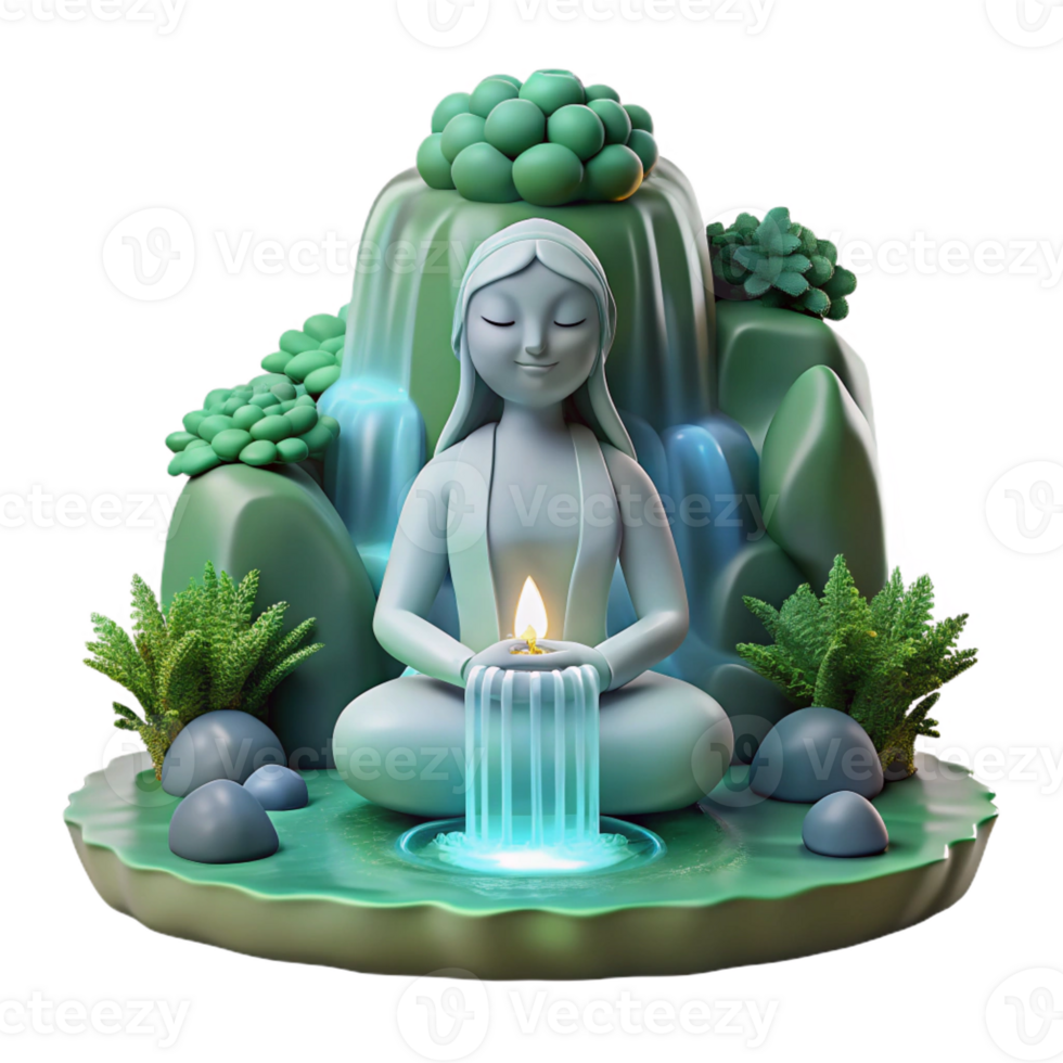 impressive abstract A Serene Forest Spirit Meditating Under premium png