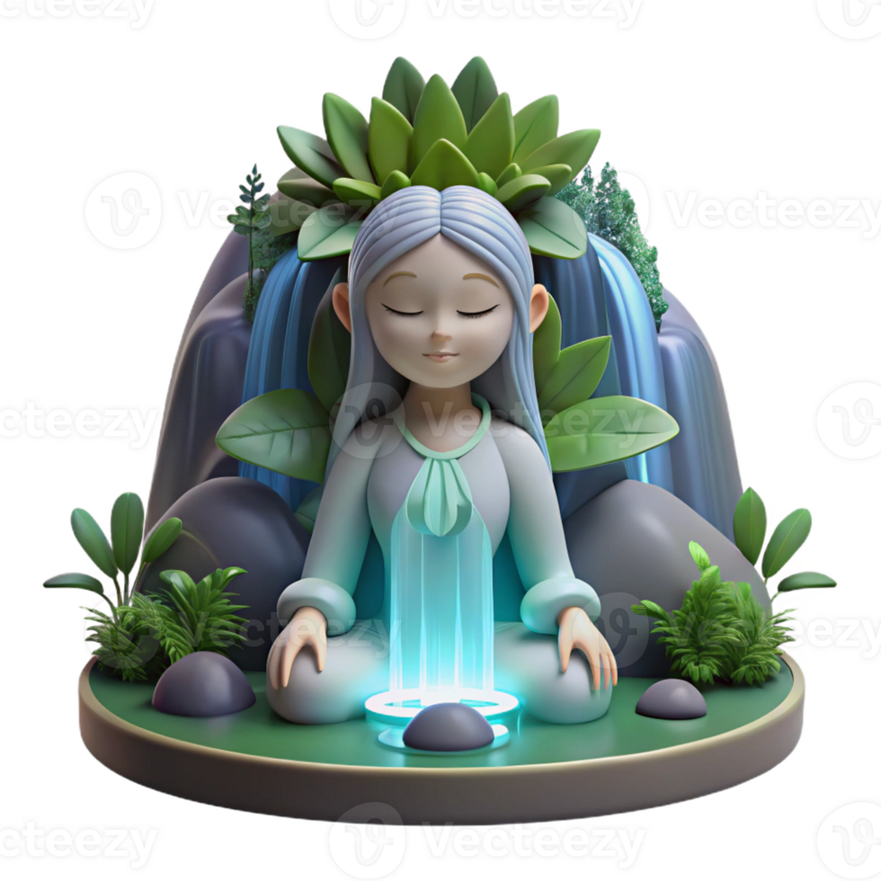 serene abstract A Serene Forest Spirit Meditating Under high resolution png