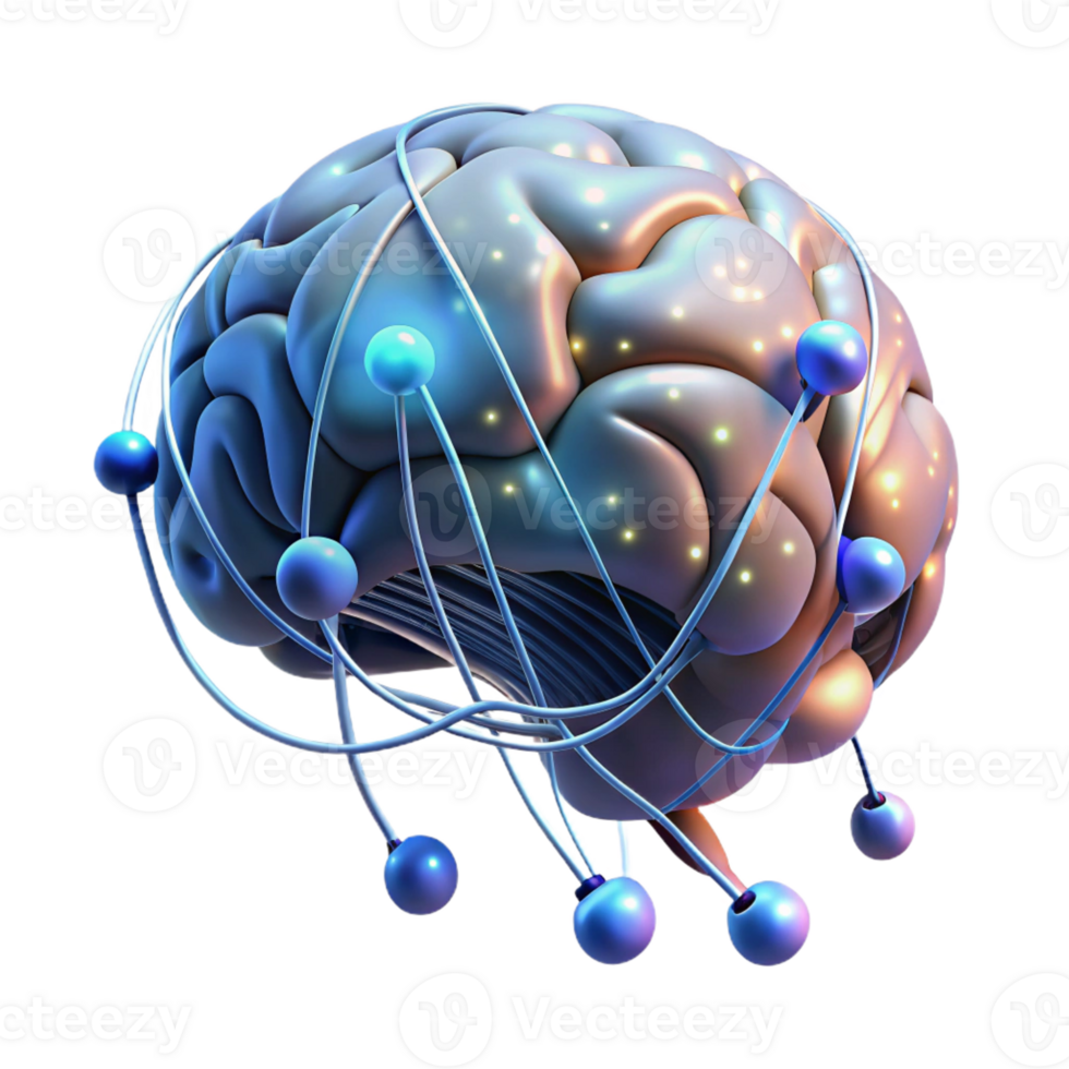elegant creative A Human Brain Connected to a Network Of premium png