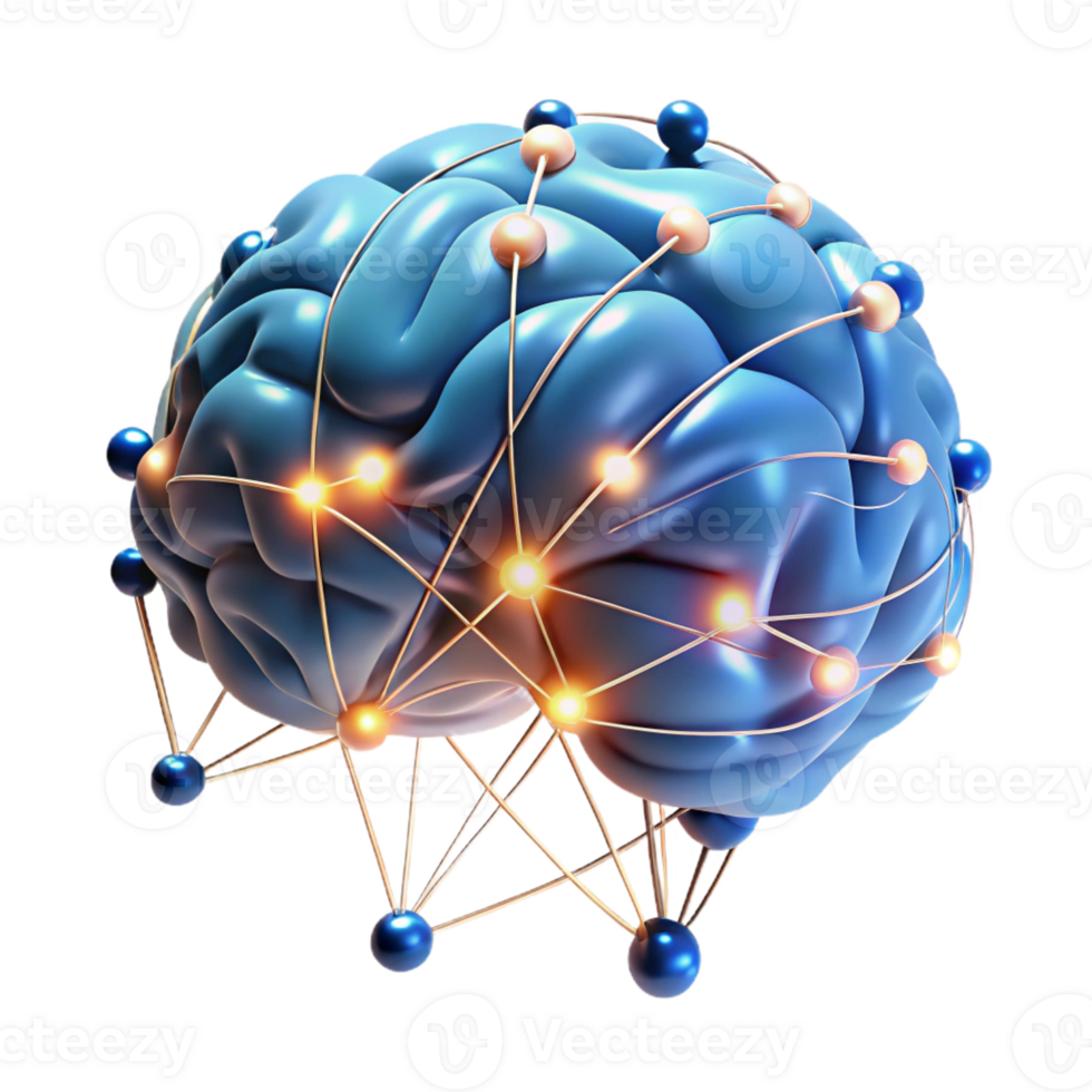vibrant rustic A Human Brain Connected to a Network Of professional png