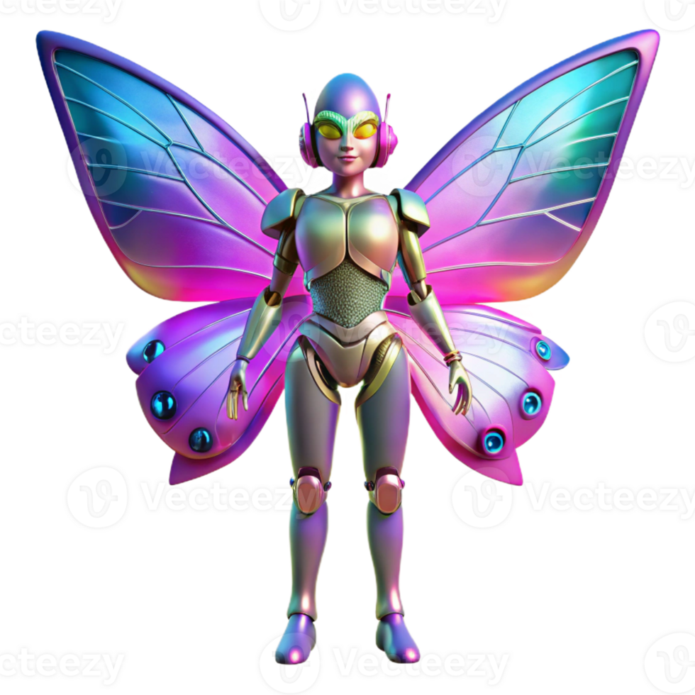 extraordinary classic A Cyborg with Butterfly Wings Vibrant C authentic png