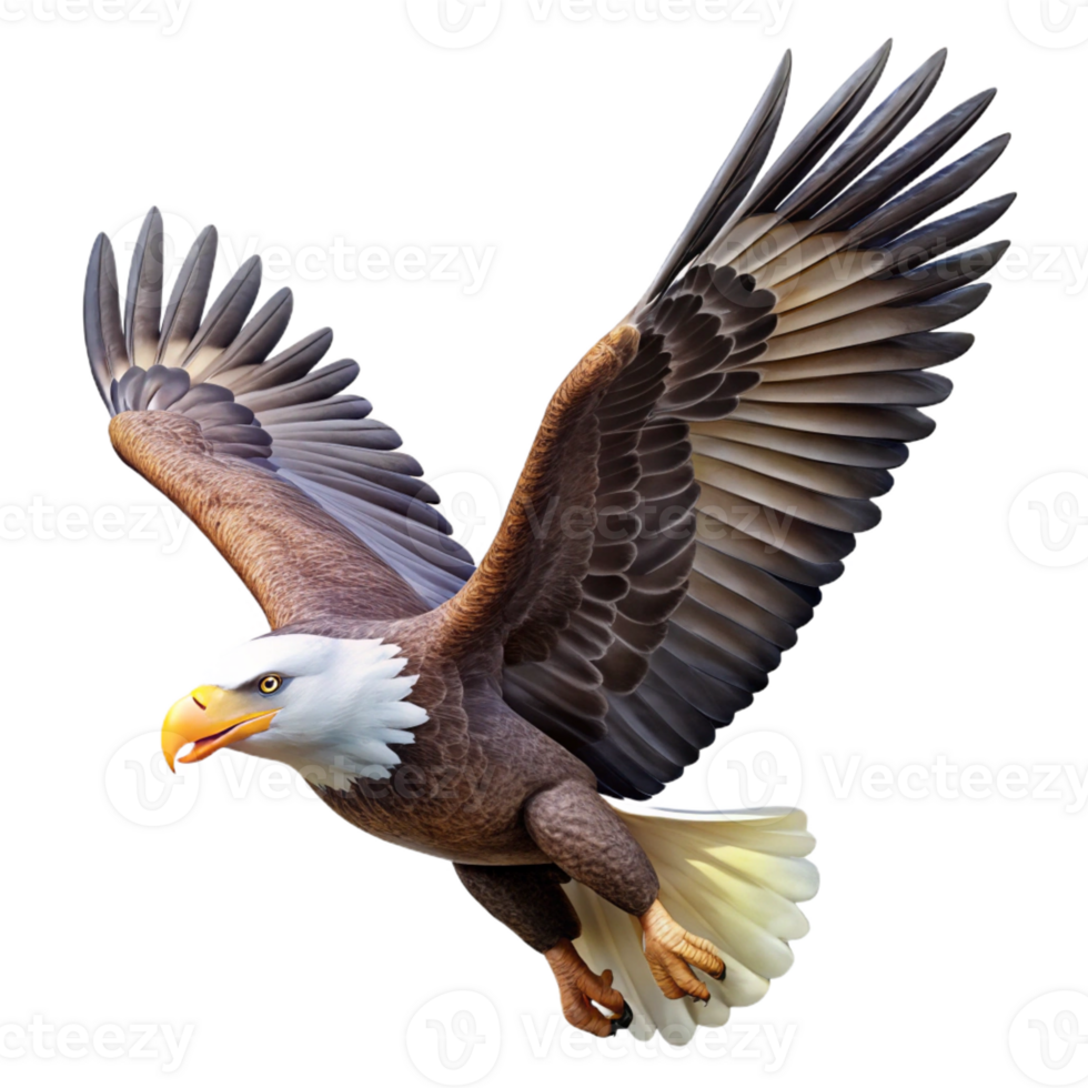 serene rustic A Majestic Bald Eagle Soaring Through The 4K png
