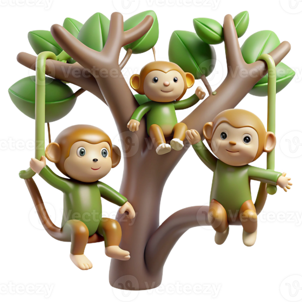 magnificent traditional A Group of Monkeys Swinging Through The high quality png