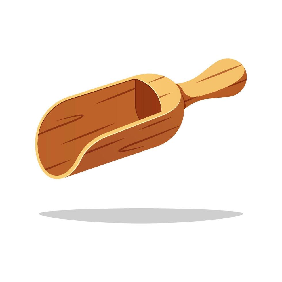Empty wooden scoop isolated on white background. vector