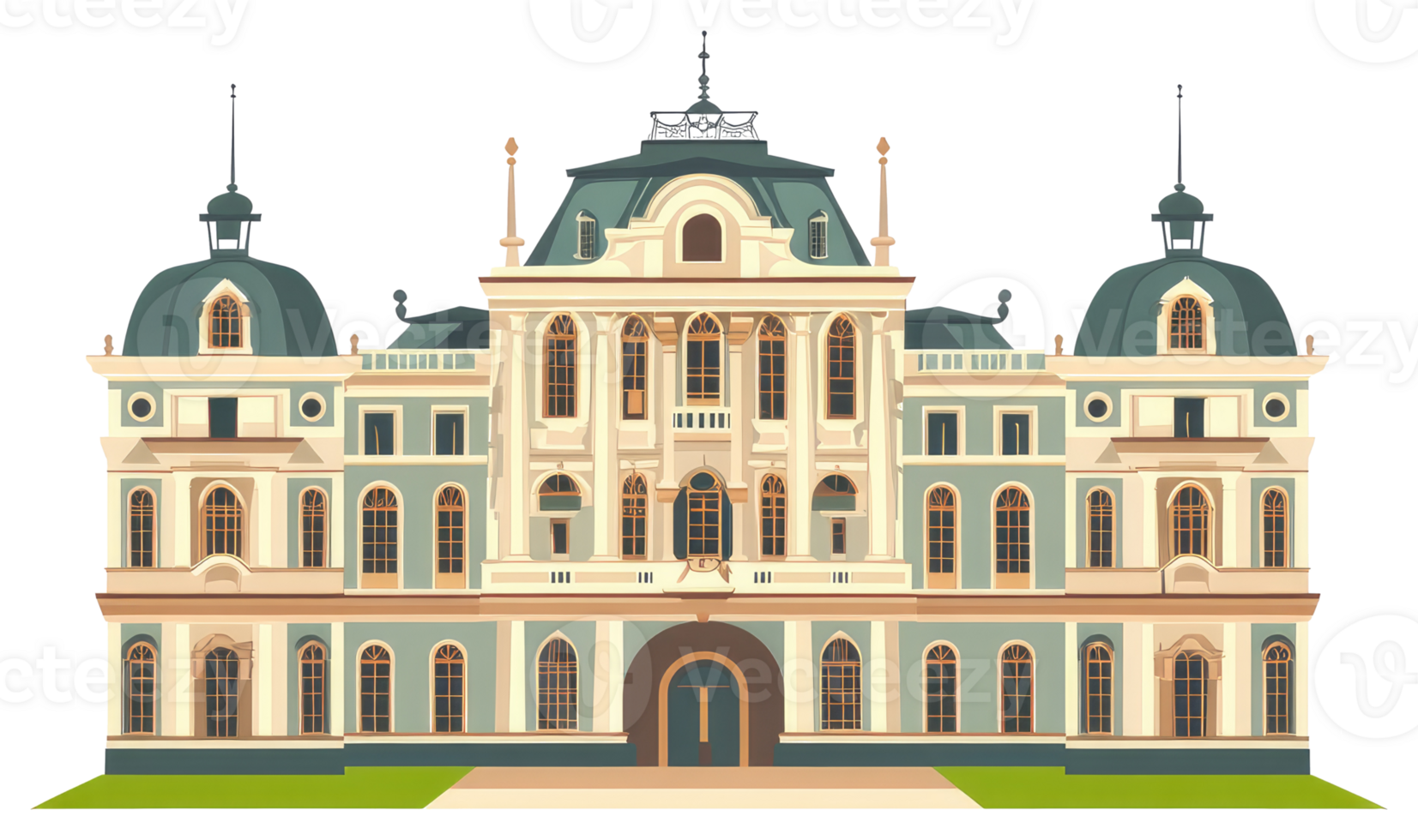 Elegant building illustration featuring a grand architectural design and elements png