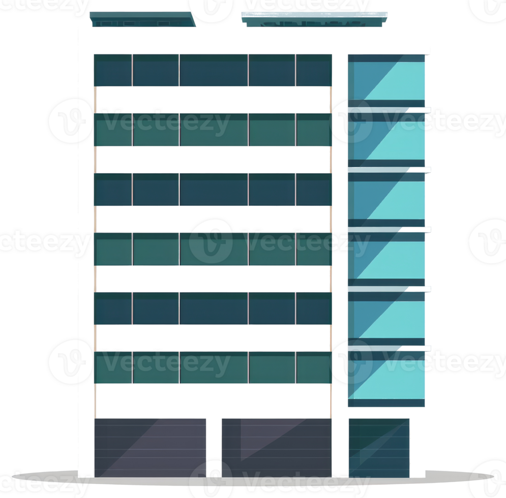 An illustration showing a tall modern style building or skyscraper png