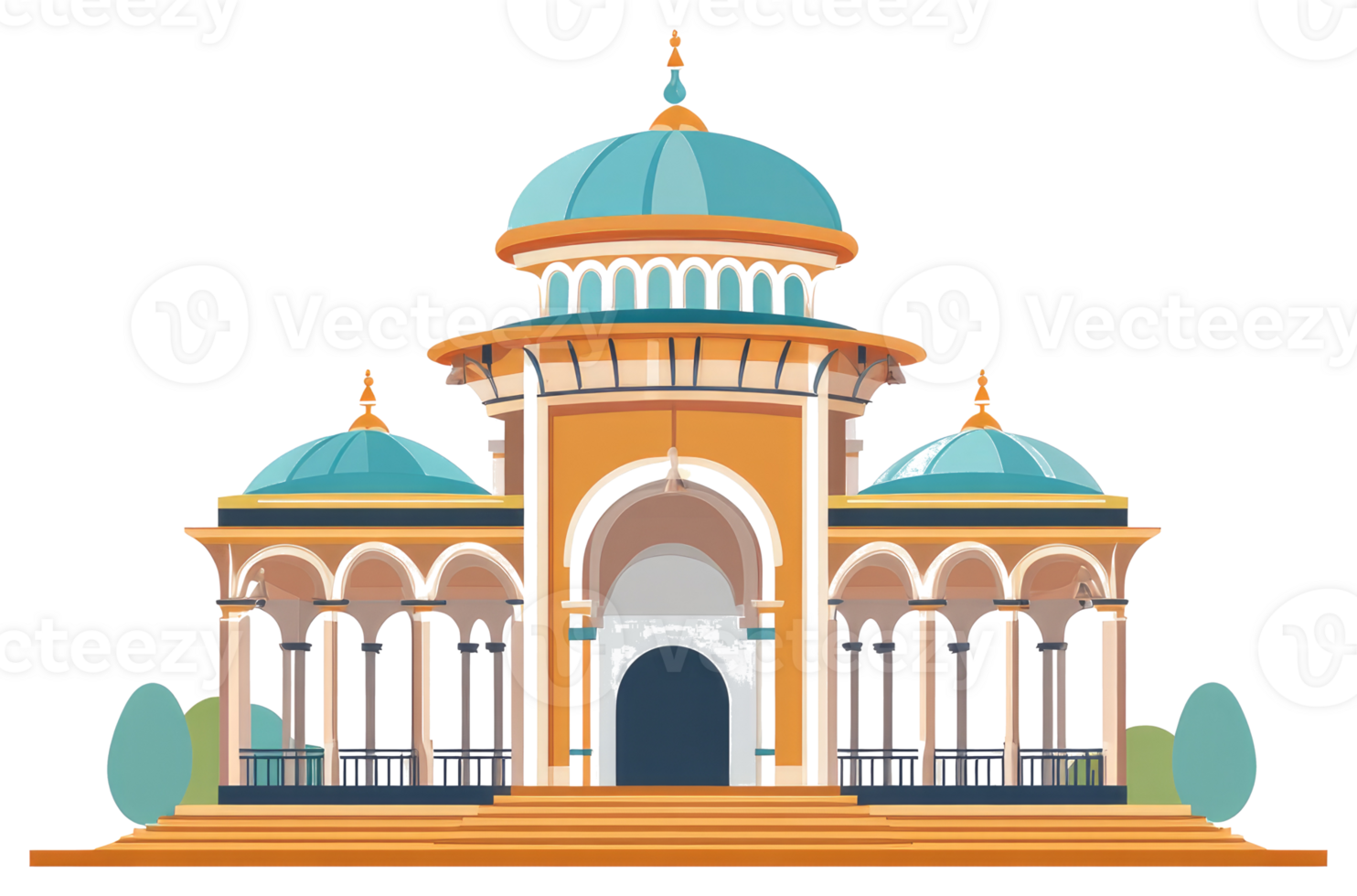 Architectural Illustration Depicting a Grand Building with Domed Roofs png