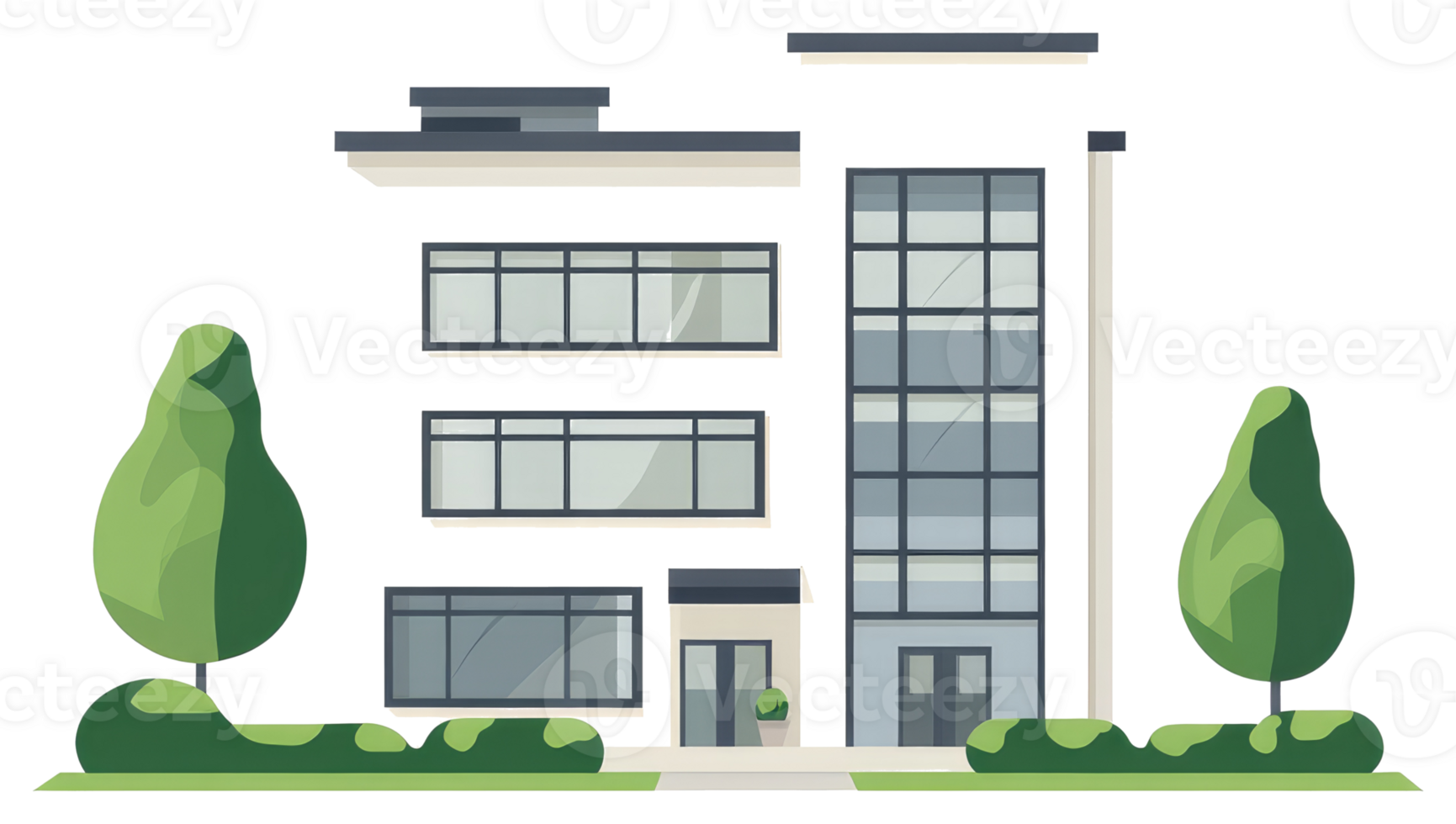 Modern Office Building Depicted in a Simplified and Abstract Illustration png