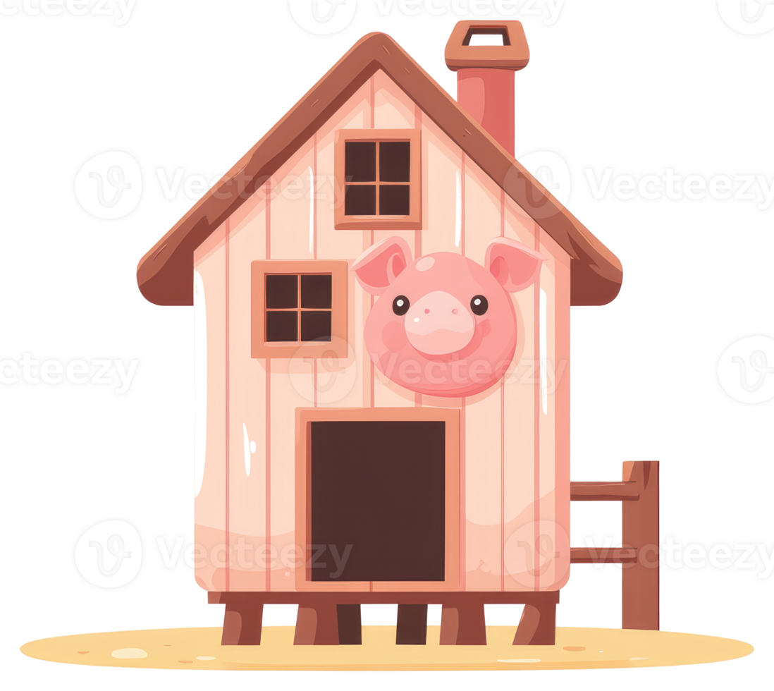 A Cartoon Pig Peeking From A Small Wooden Pig House png