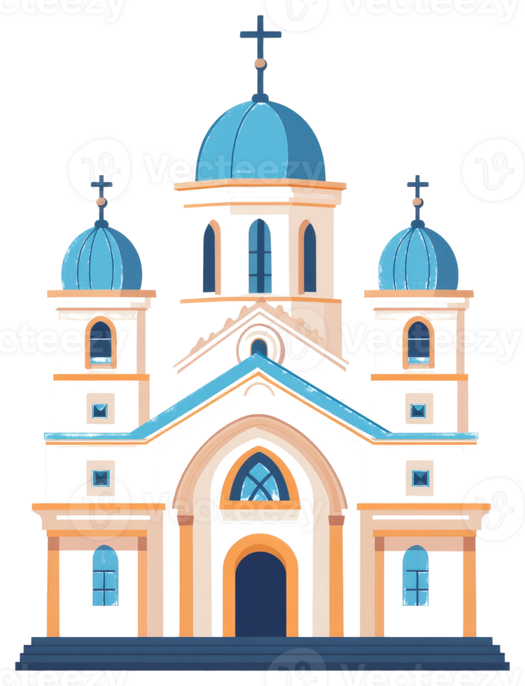 A detailed illustration of a religious building with domes and crosses png