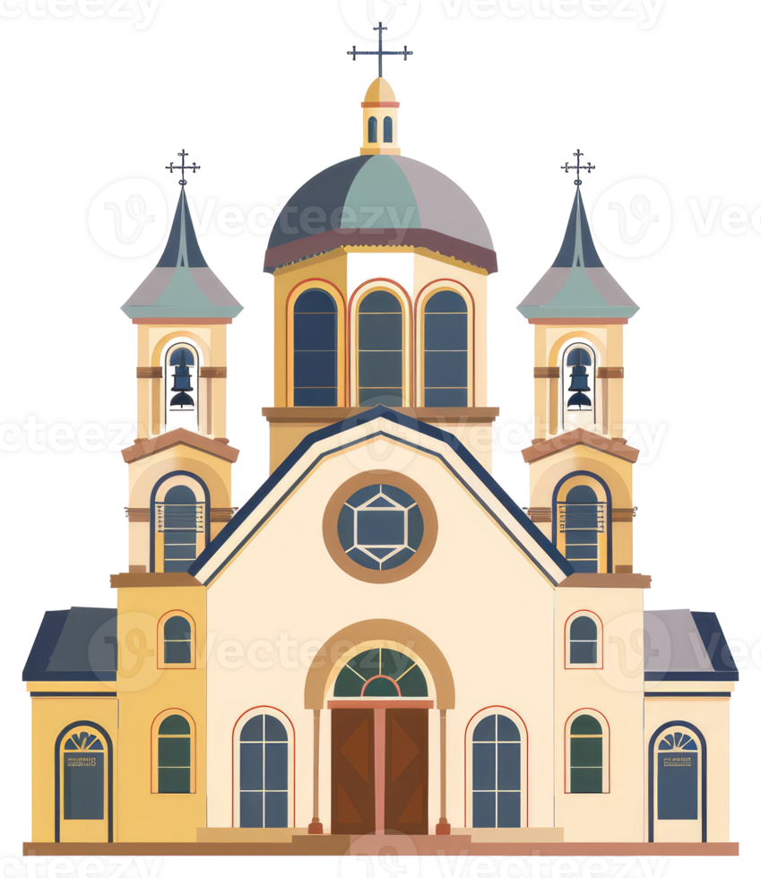 A beautiful illustration of a grand religious building with crosses png