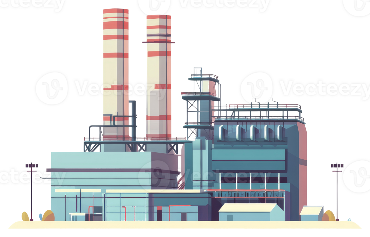 A stylized illustration depicts a factory with large chimneys png