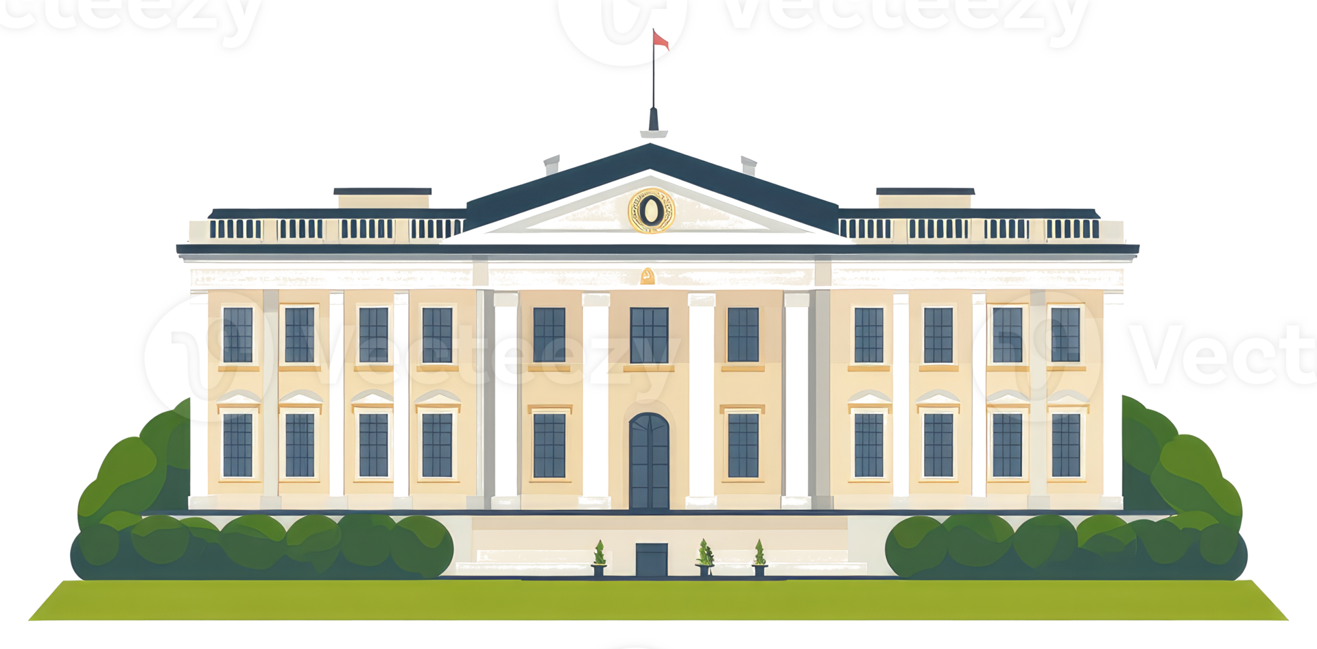 A drawing of a stately large building with many windows png