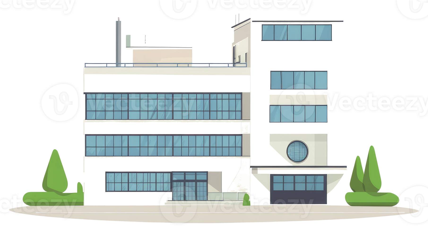 A simple illustration of a modern architectural office building png