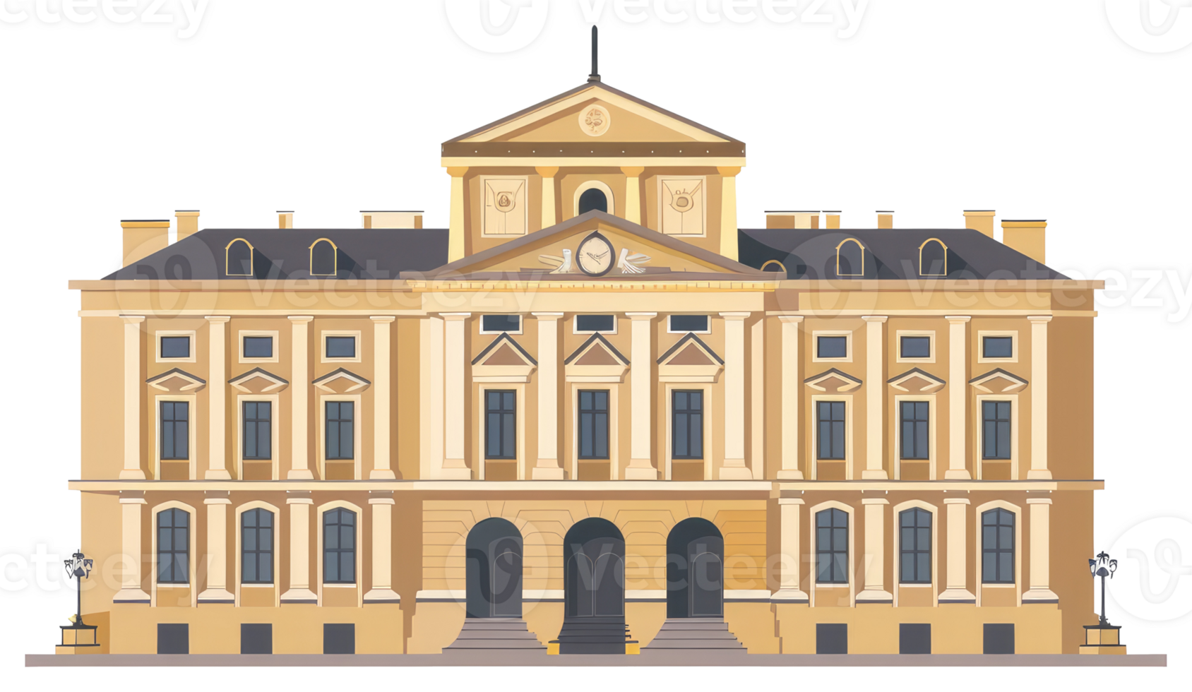 A classical facade depicting an ornate building with columns png