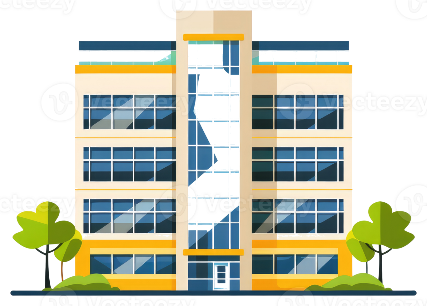 A modern building with multiple floors and a glass facade png