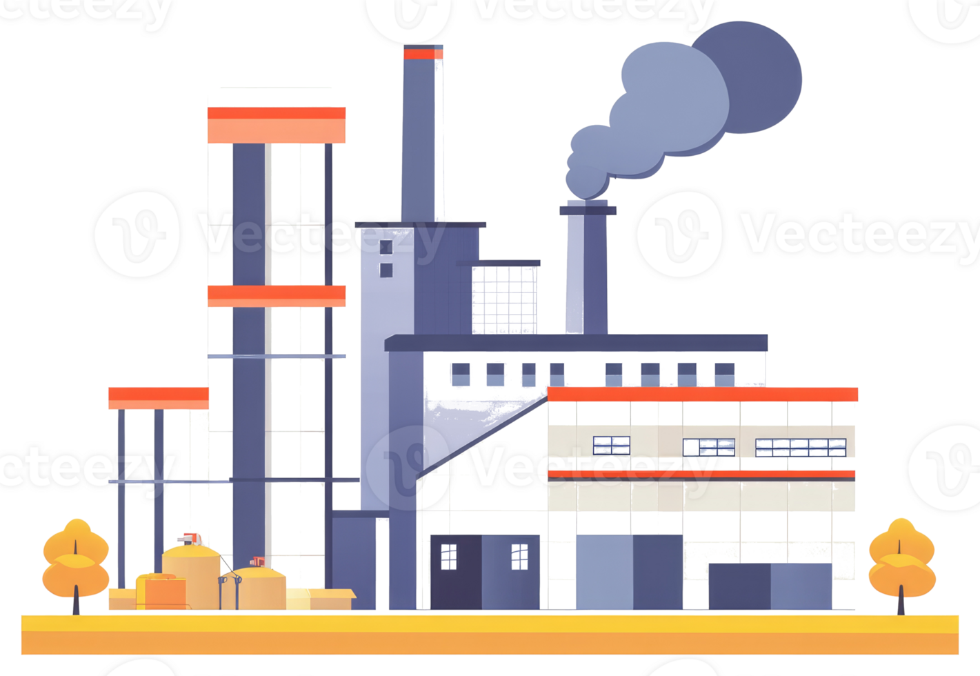 An illustration depicting a factory emitting smoke into the air png