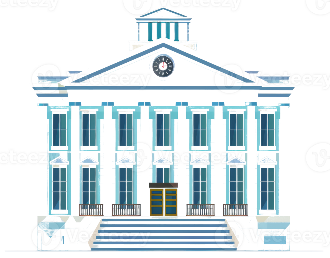 A detailed illustration of a grand public building facade png