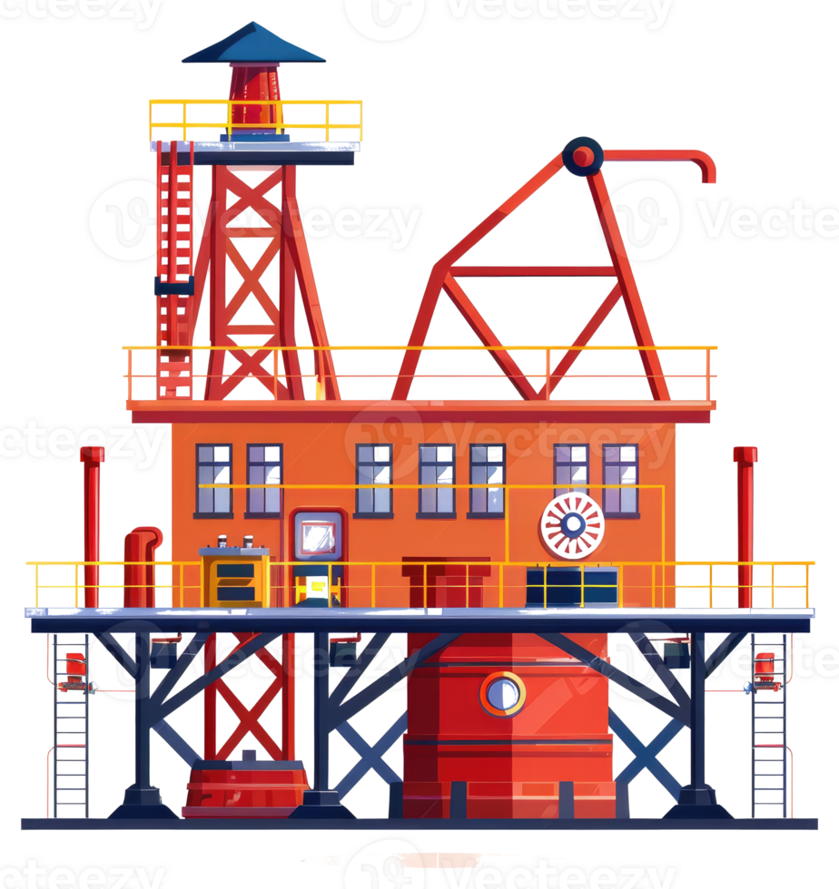 A detailed cartoon illustration of an industrial facility png