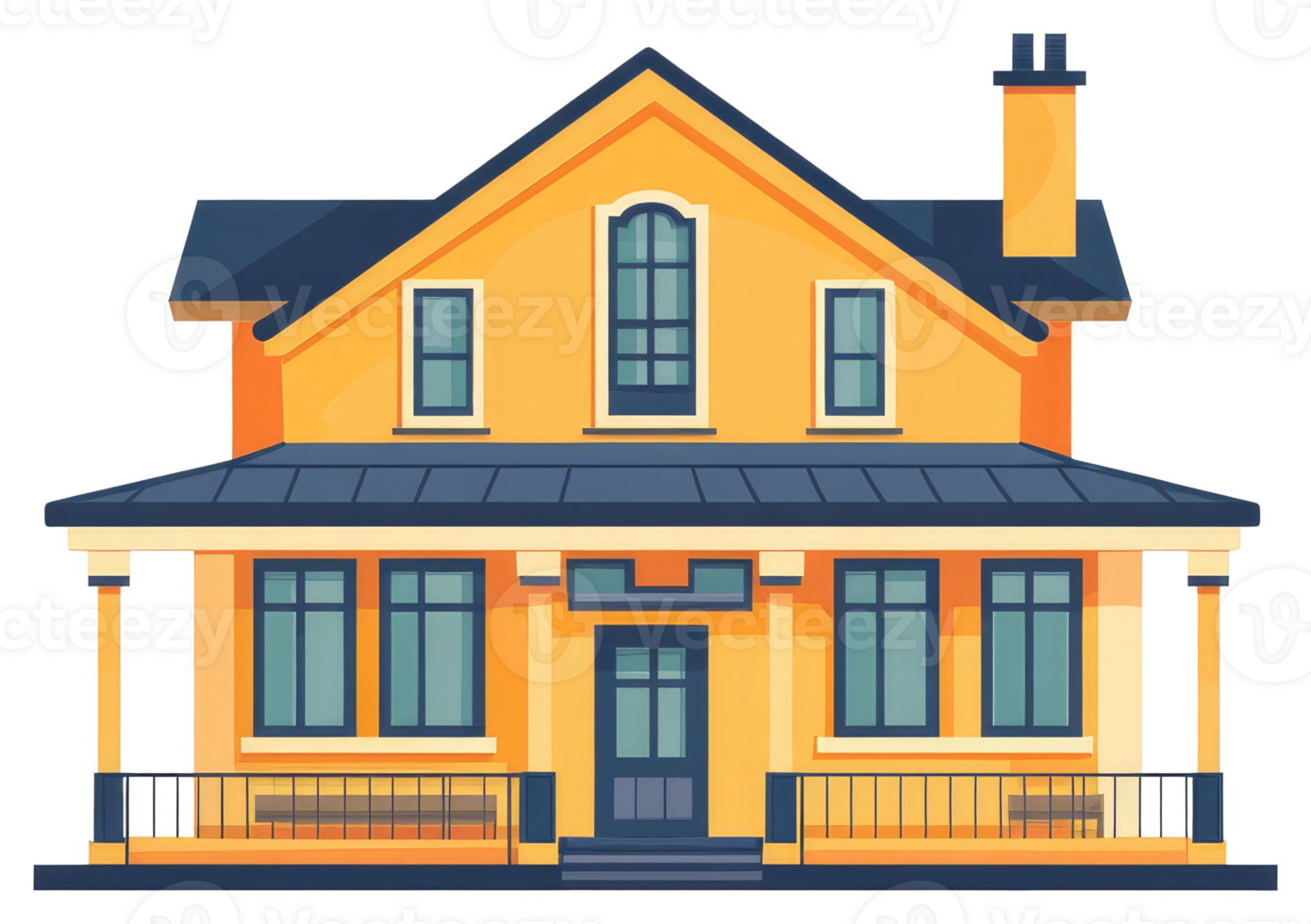 A welcoming yellow house featuring windows and a dark roof png