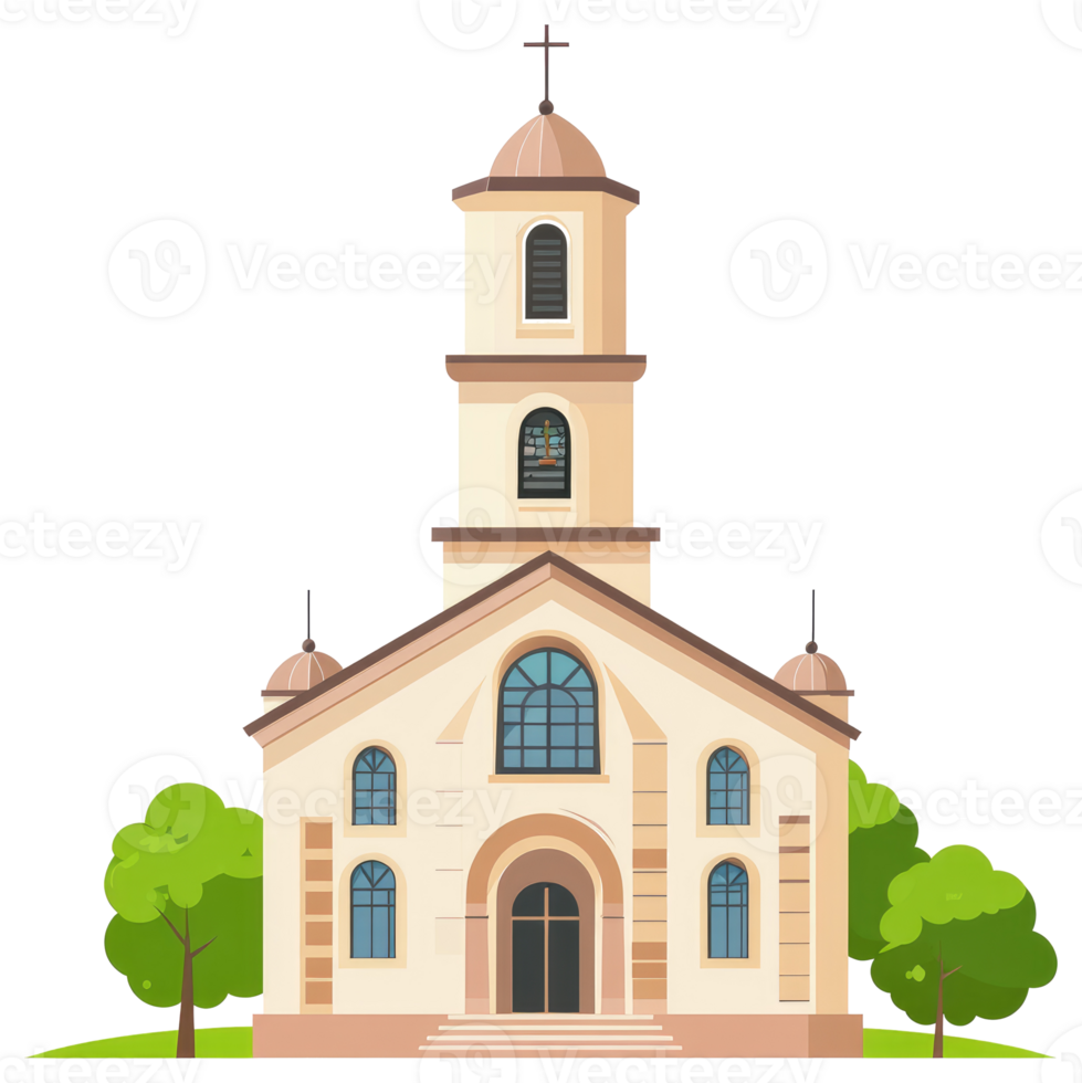 An illustrated depiction of a beautiful church building in nature png