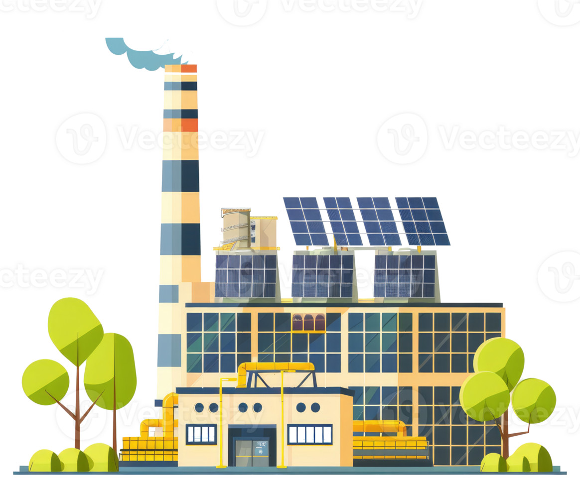 The cartoon image of a factory and surrounding environment png