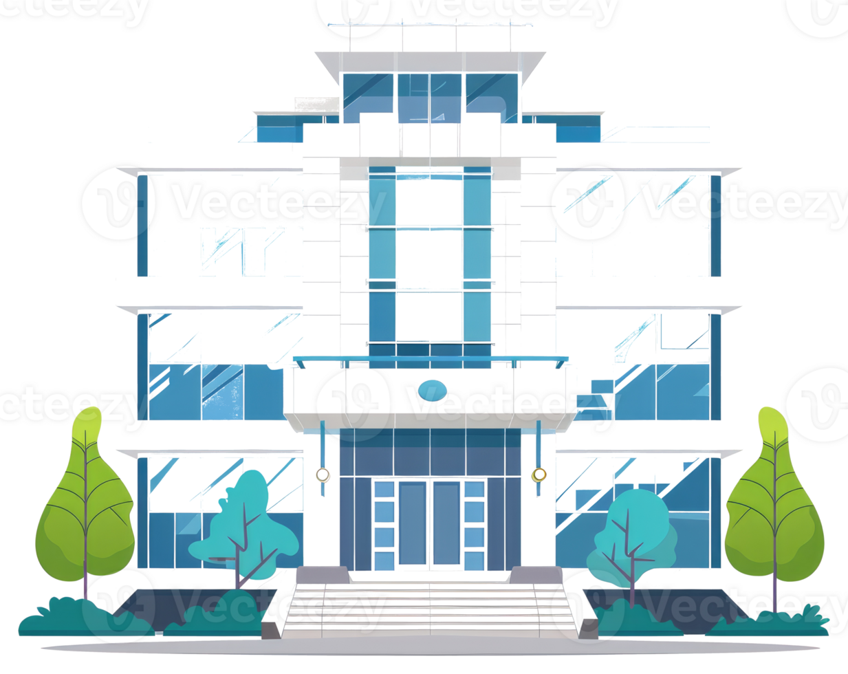 Modern Architectural Building Depicted With Flat Design Illustrations png
