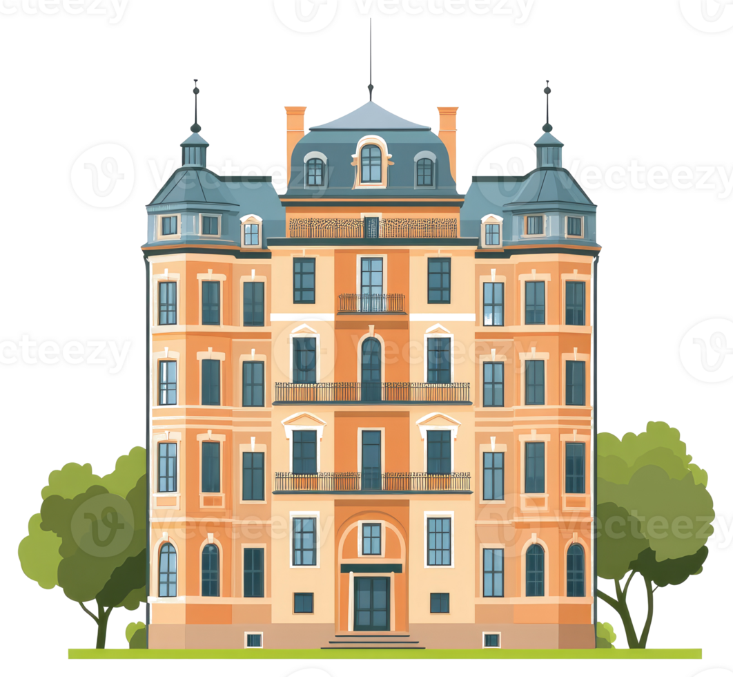 A stately multi story building featuring classical architectural design elements png