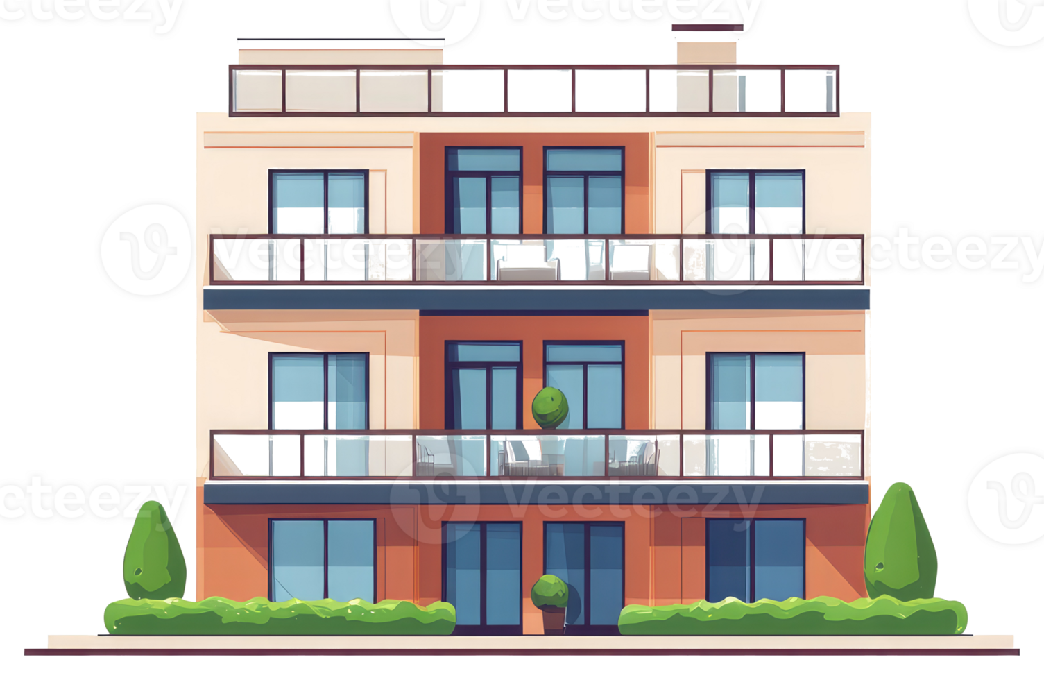 A stylized illustration depicting a modern apartment building png