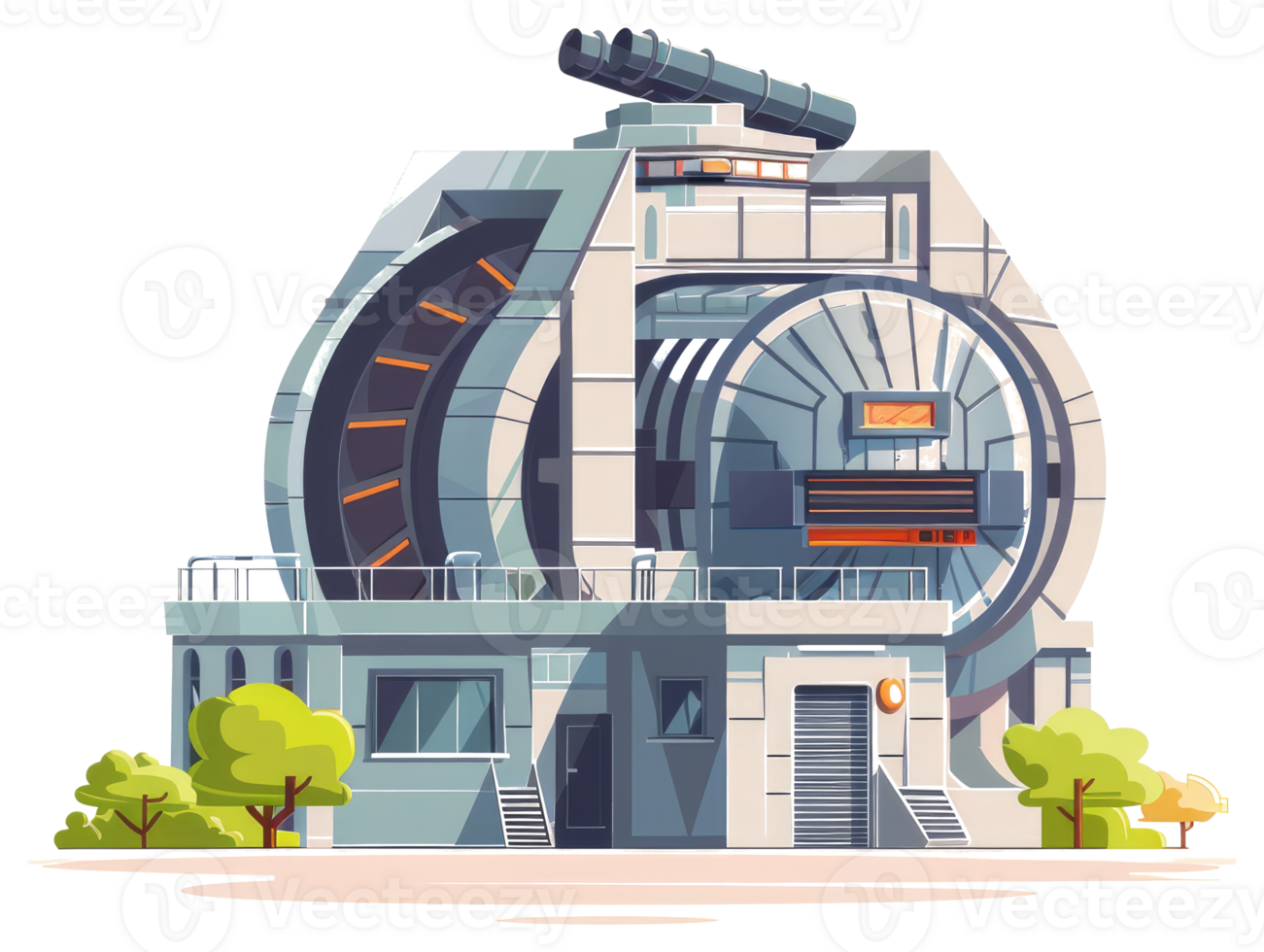 A large futuristic structure with a circular internal mechanism png