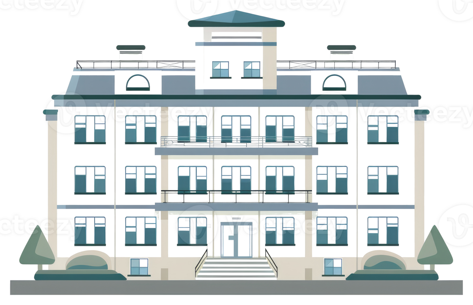 Illustration Depicting a Large Elegant Multistory Building Structure png