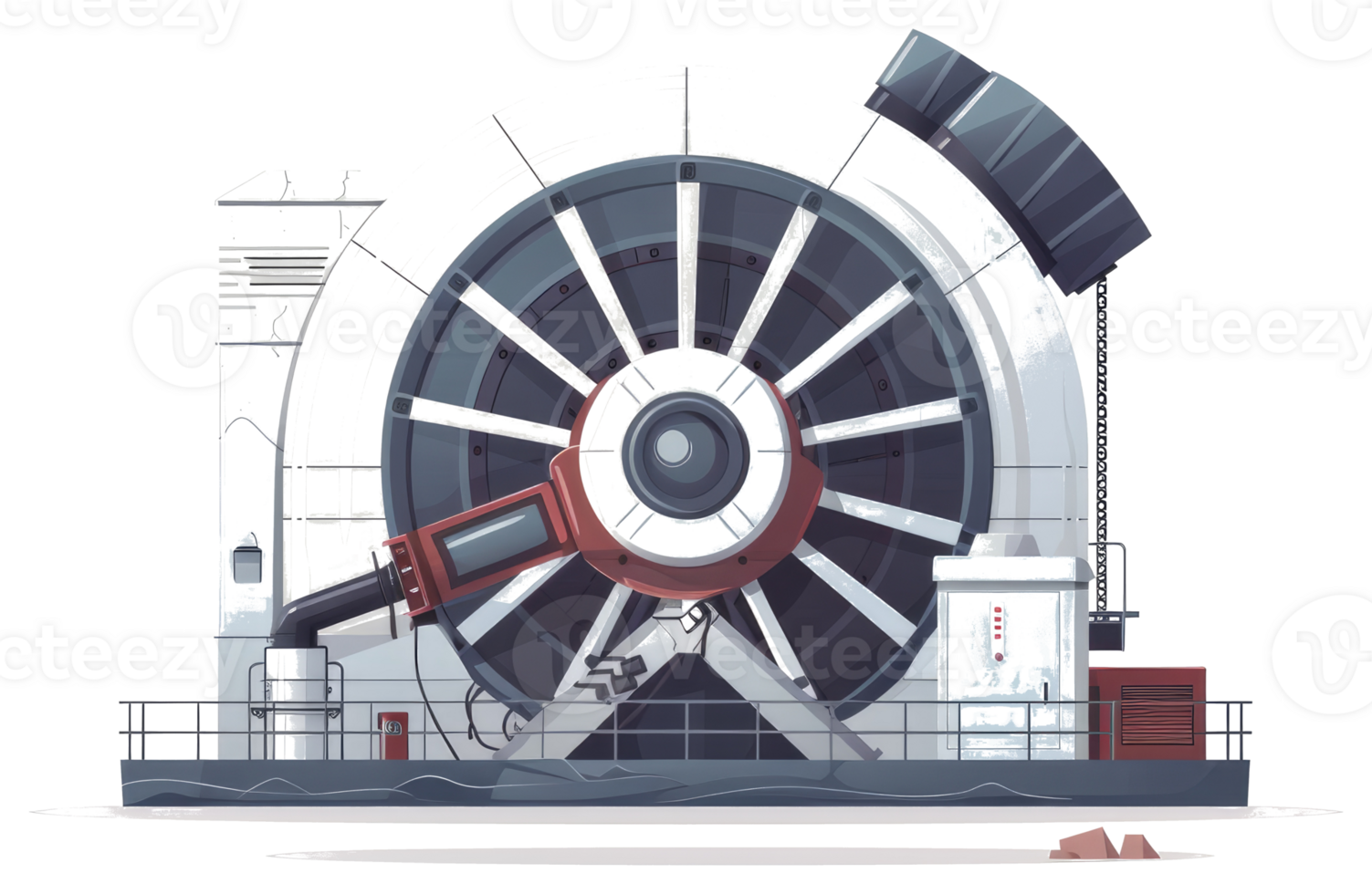 An illustrated view of a large industrial power generator png