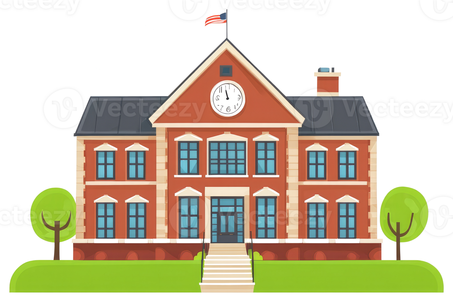 An Illustration Depicting a Classic American Two Story Schoolhouse png