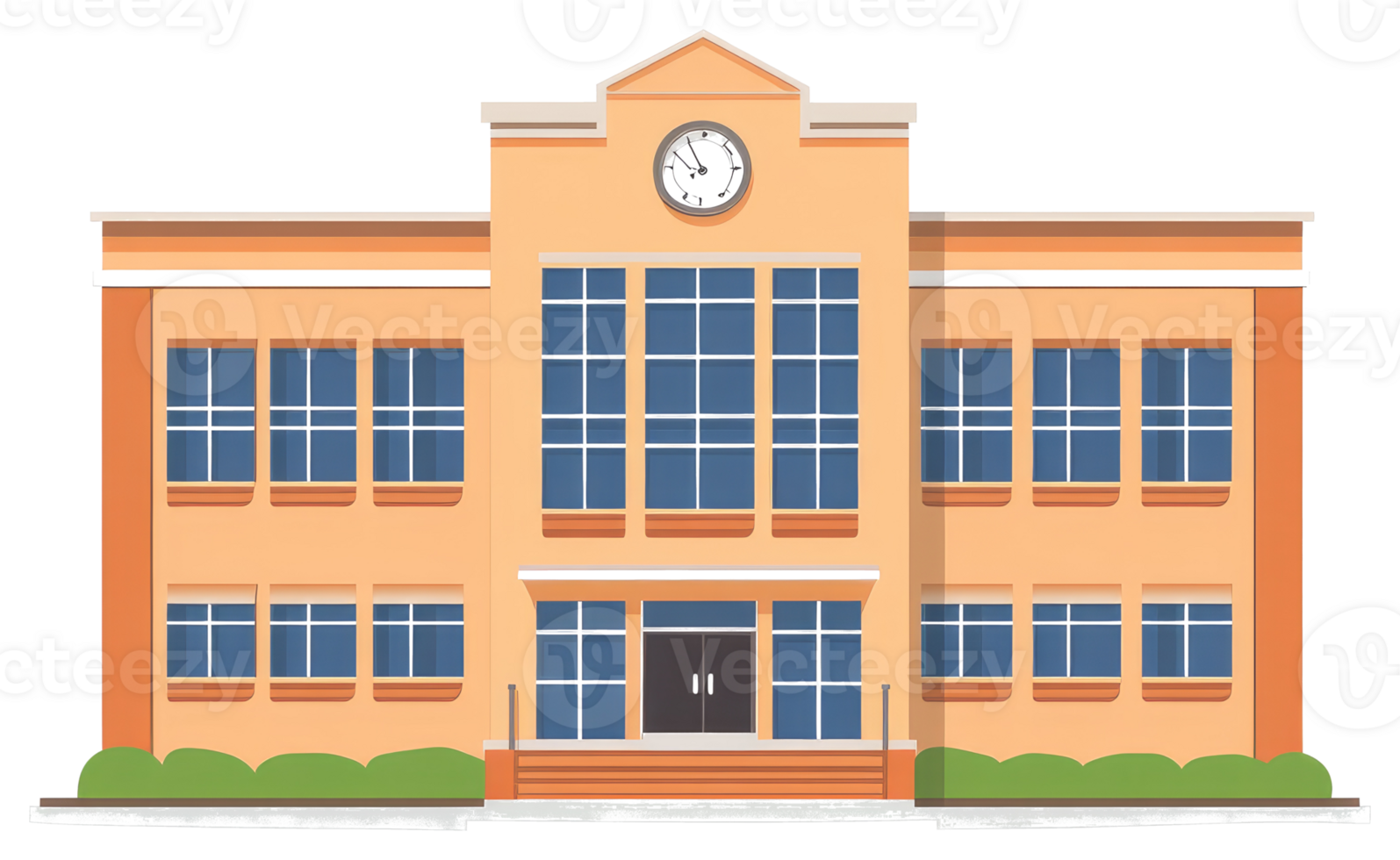A flat illustration depicting a building facade with many windows png