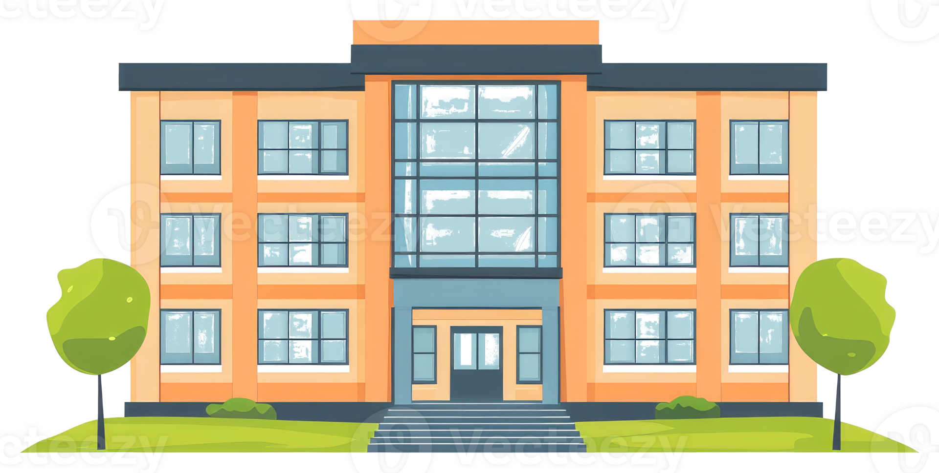 A cartoon image of a modern multi story building png
