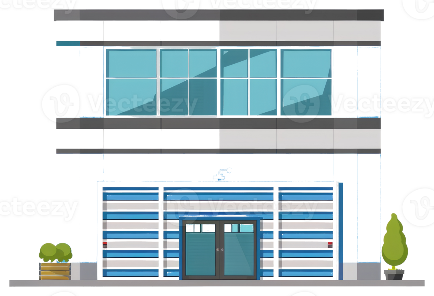 A modern two story building with several large windows png