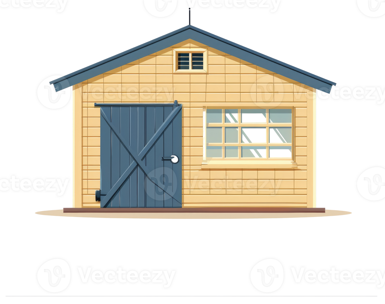 Cartoon style representation of a small wooden storage shed png