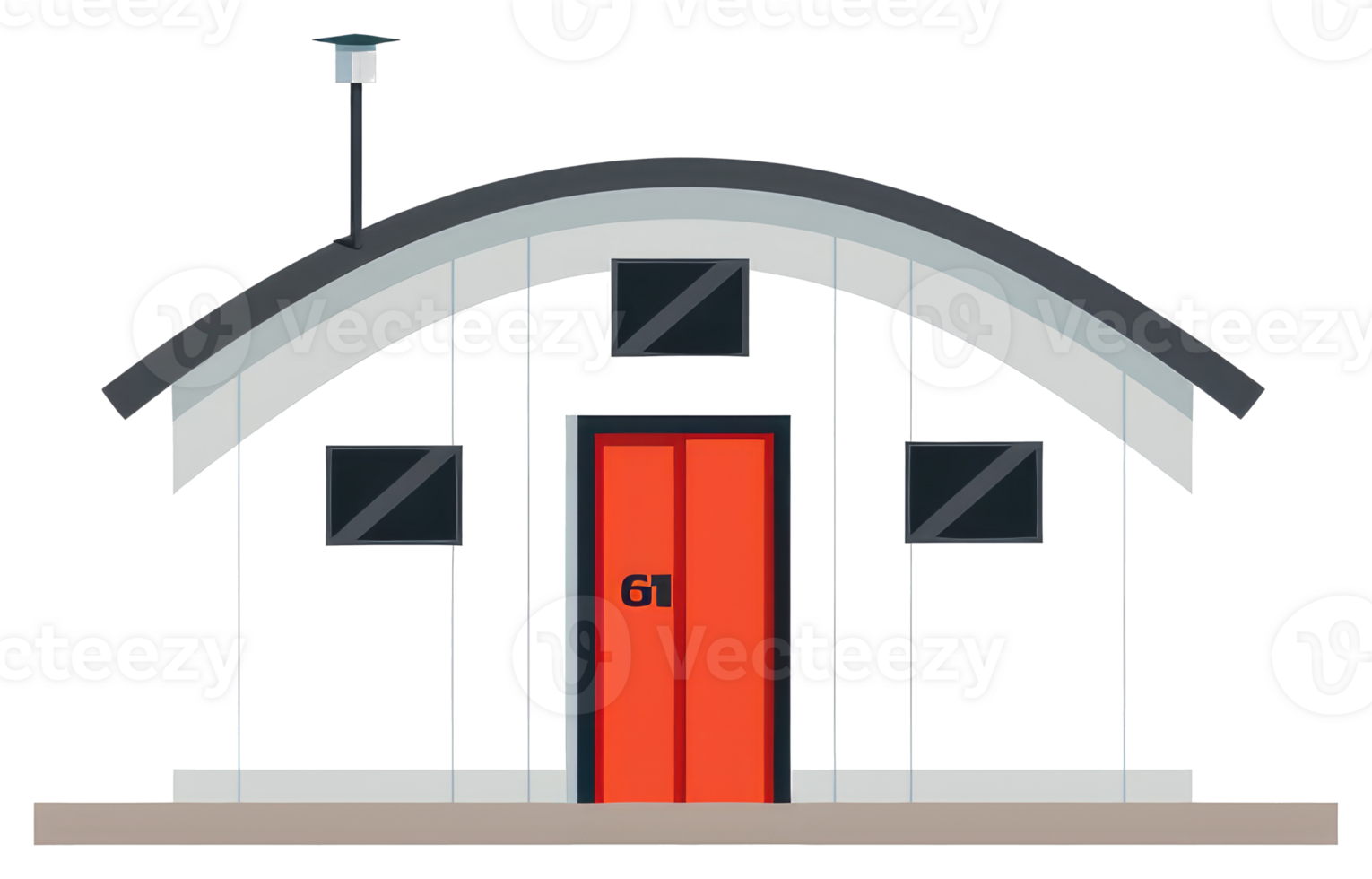 A simple architectural illustration of a white building and red door png