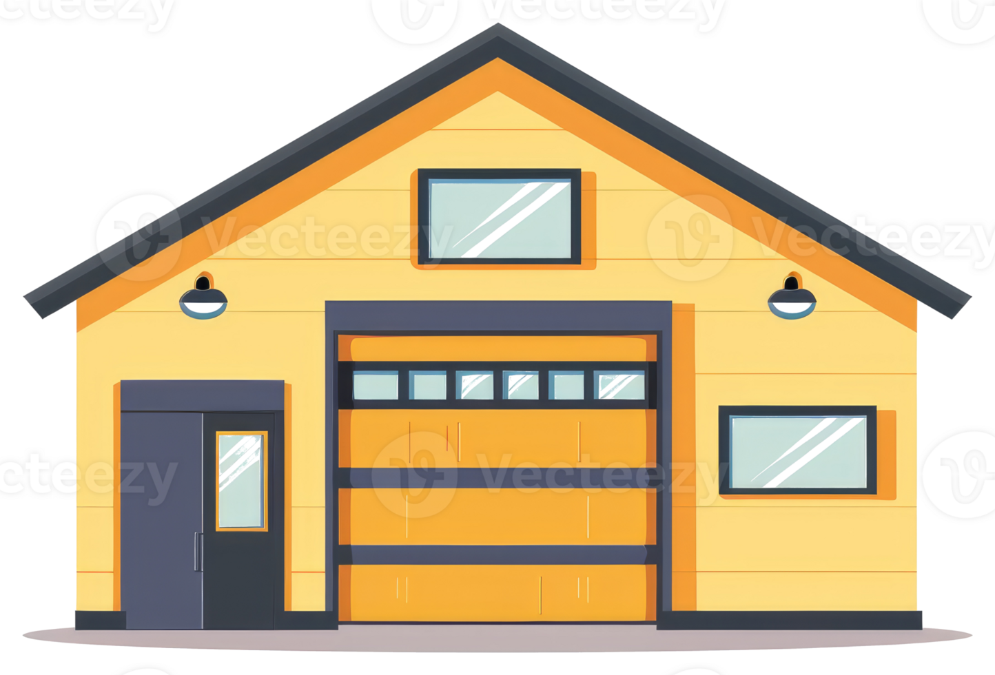 A simple cartoon illustration of a yellow garage structure png
