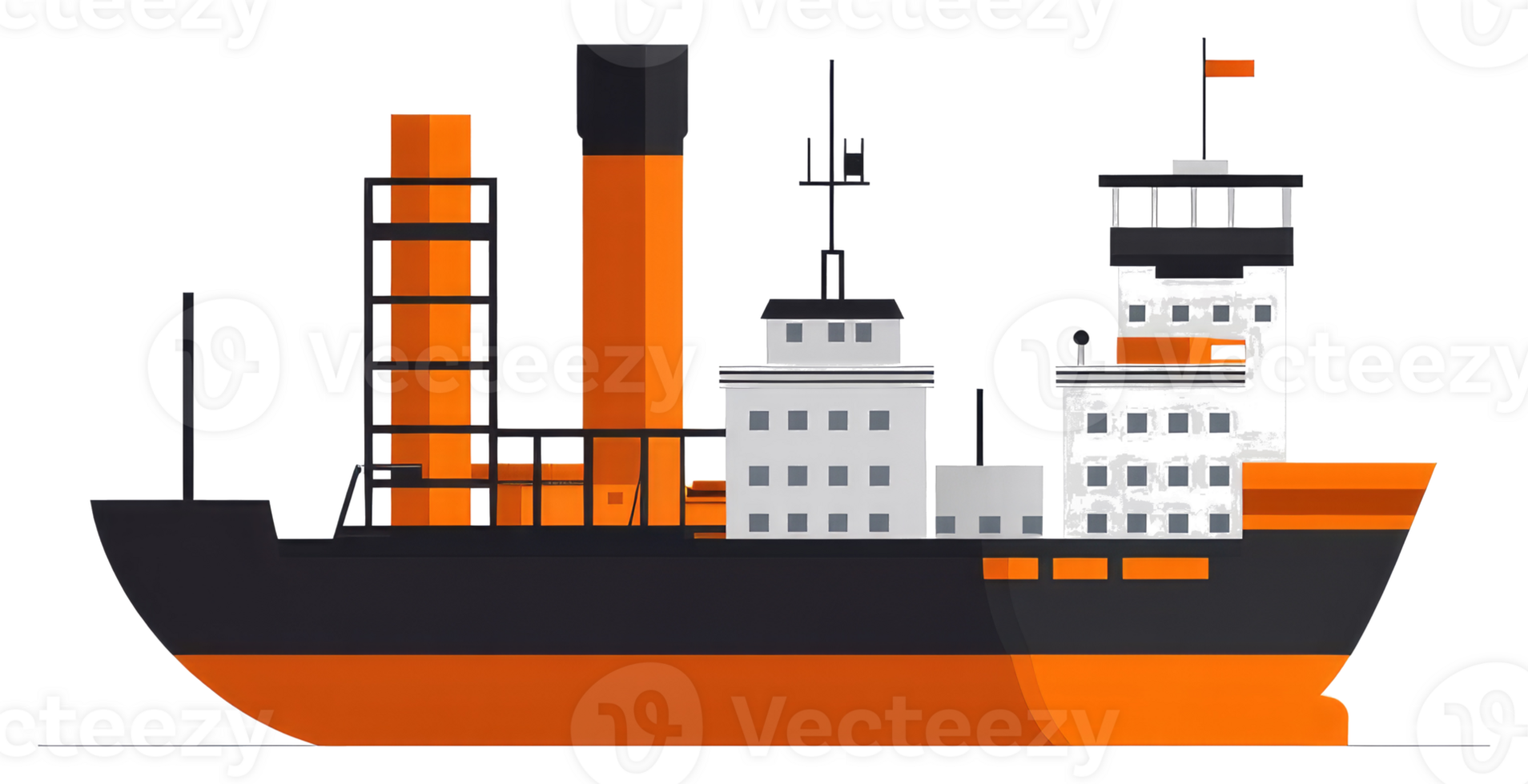 A stylized illustration depicting a large cargo ship at sea png