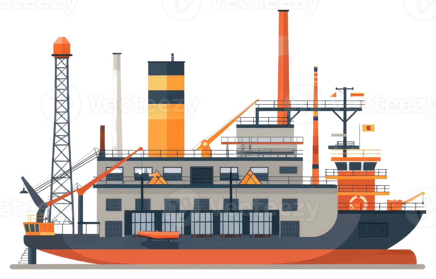 A stylized illustration showing a large industrial ship vessel png