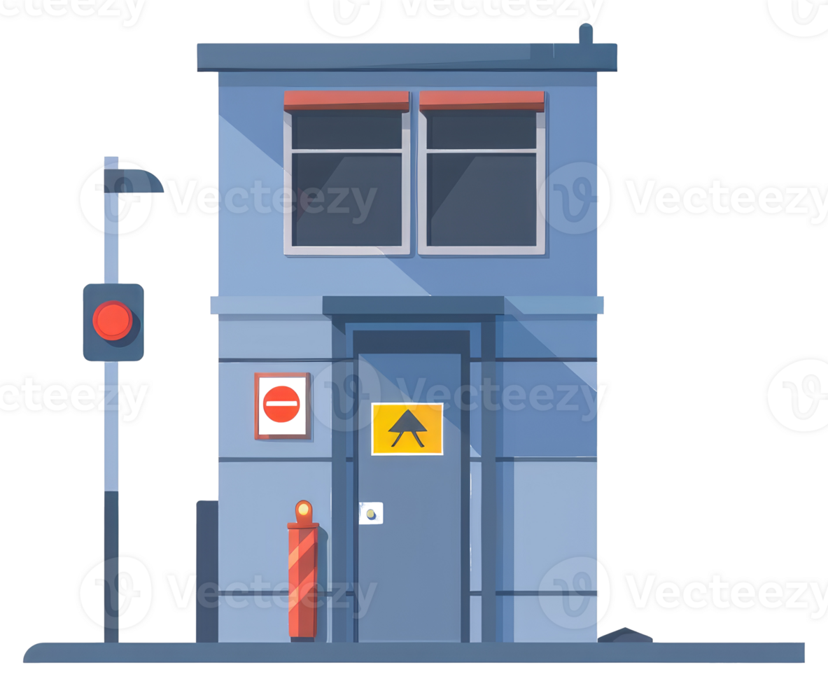 An illustrative depiction of a building facade with traffic symbols png