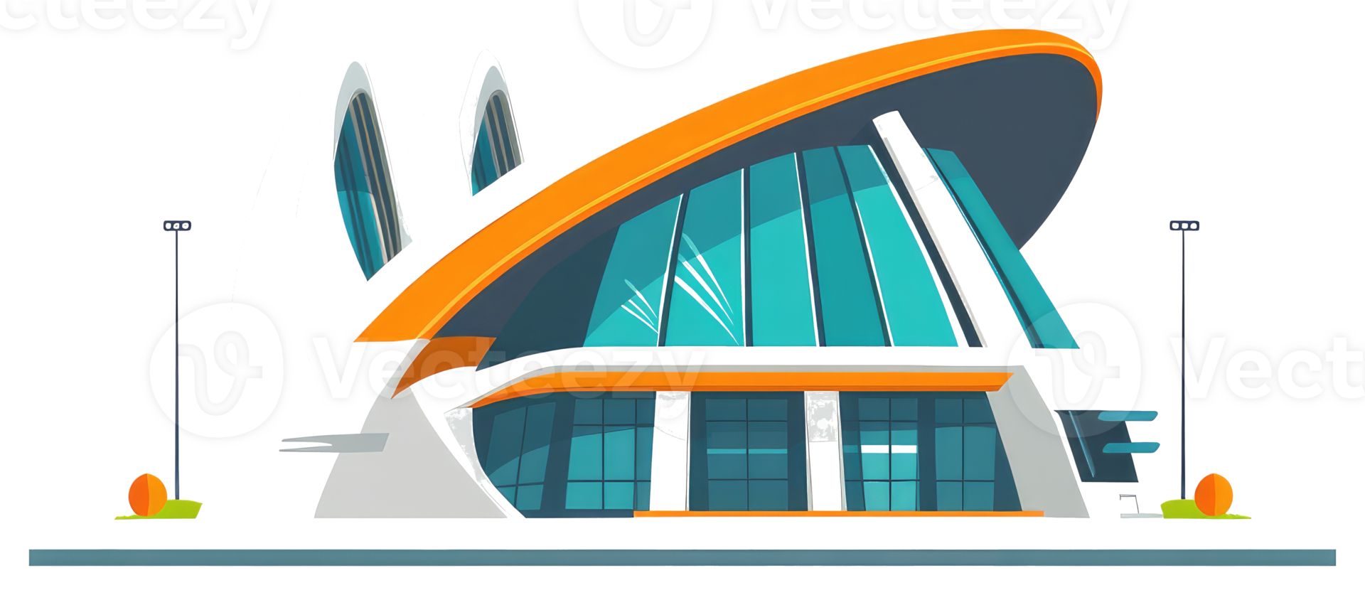Modern architectural design showcases a futuristic style building design png