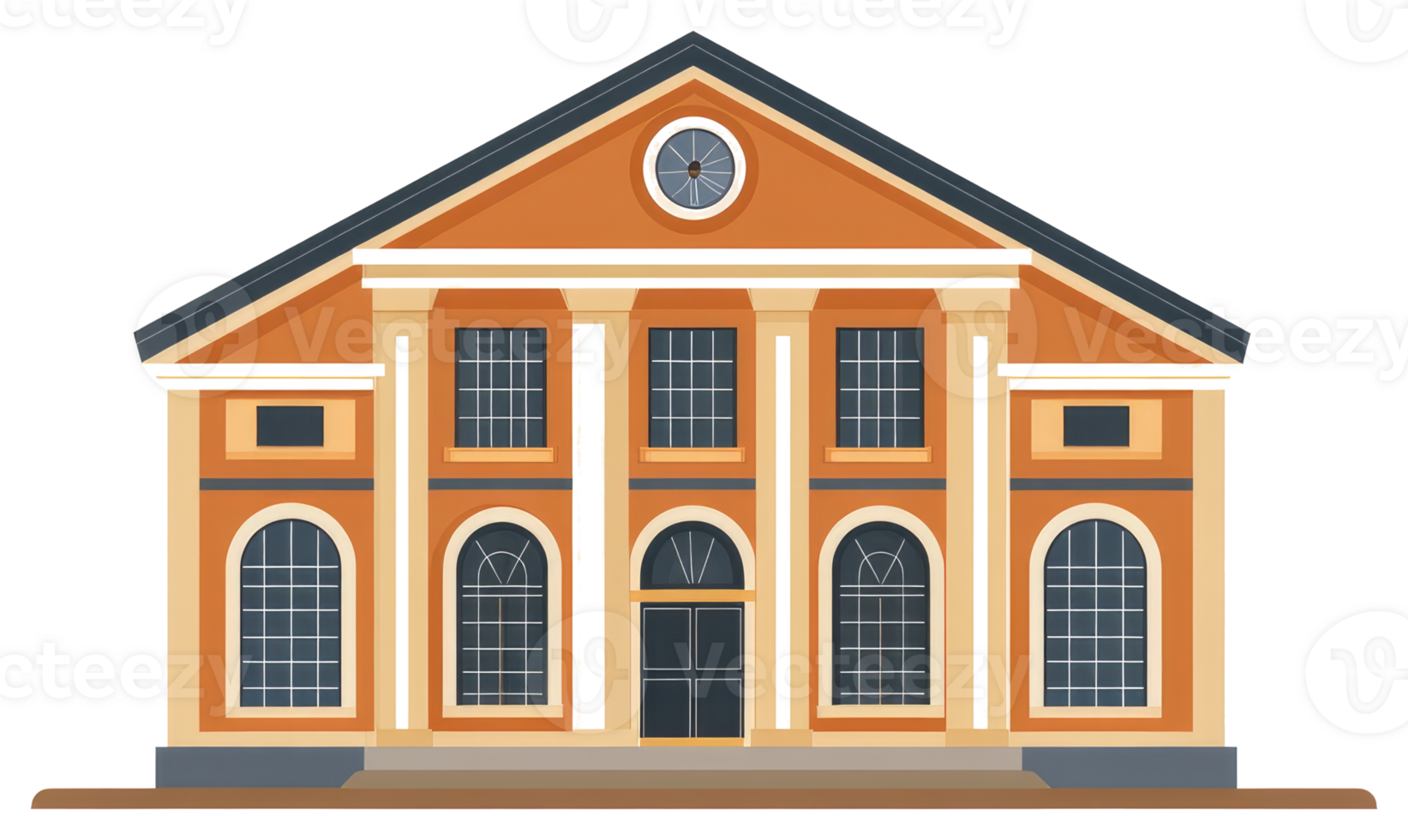 A colorful illustration depicts a classical style building design png