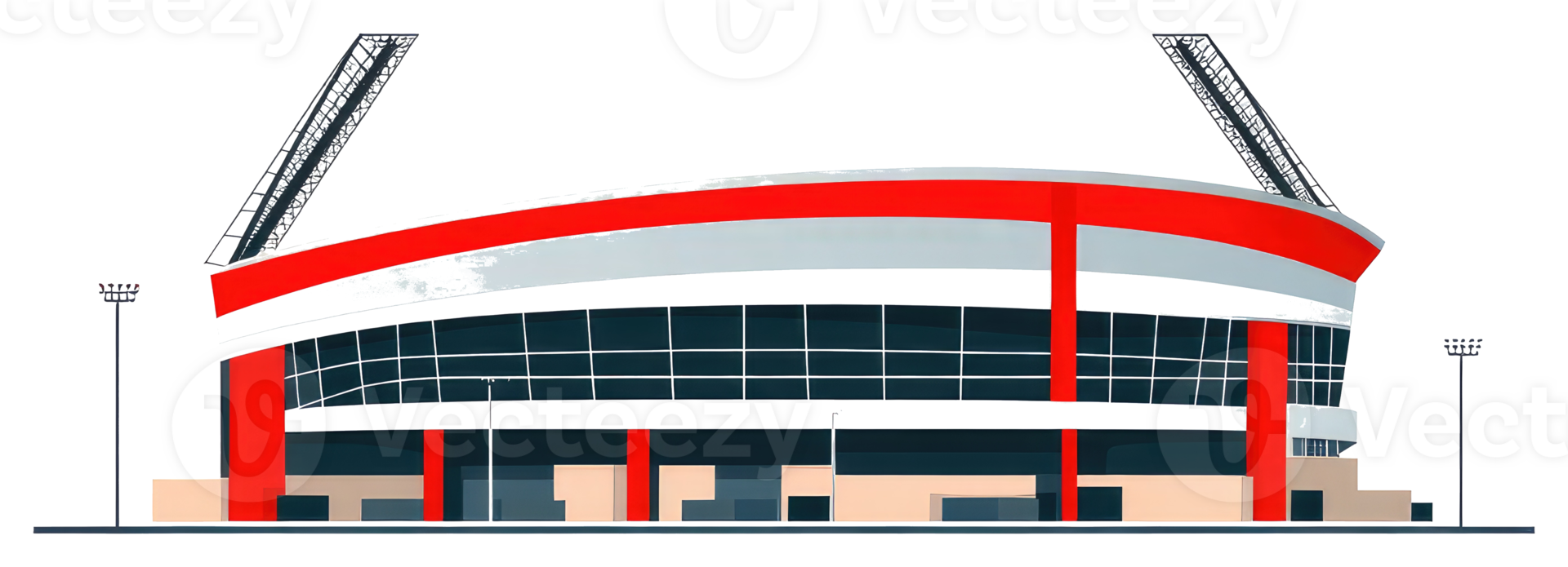 A modern illustration of a large sports stadium structure png