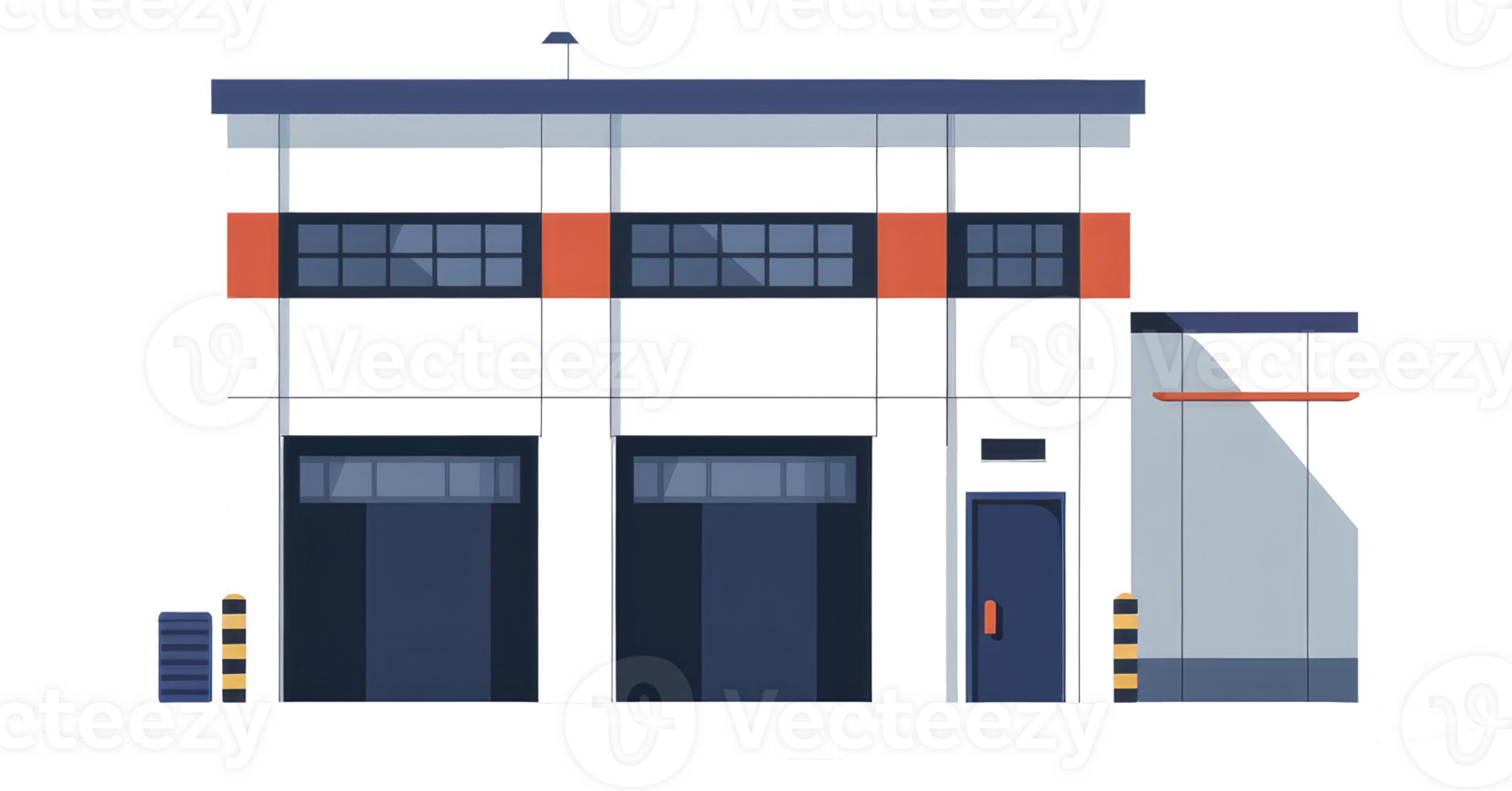 An illustration showing the front of a modern industrial building png