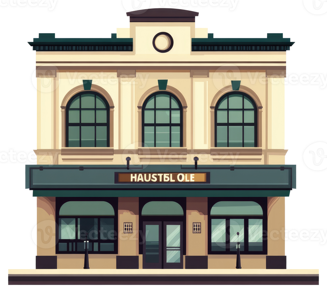 style illustration of an elegant building with many arched windows png