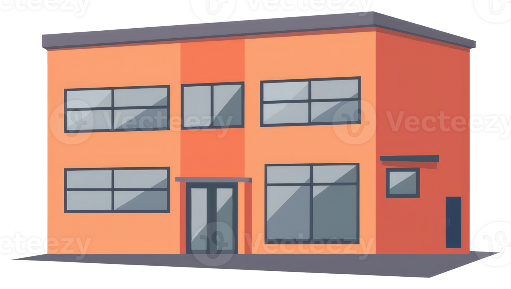 Simple illustration of a two story commercial building facade png