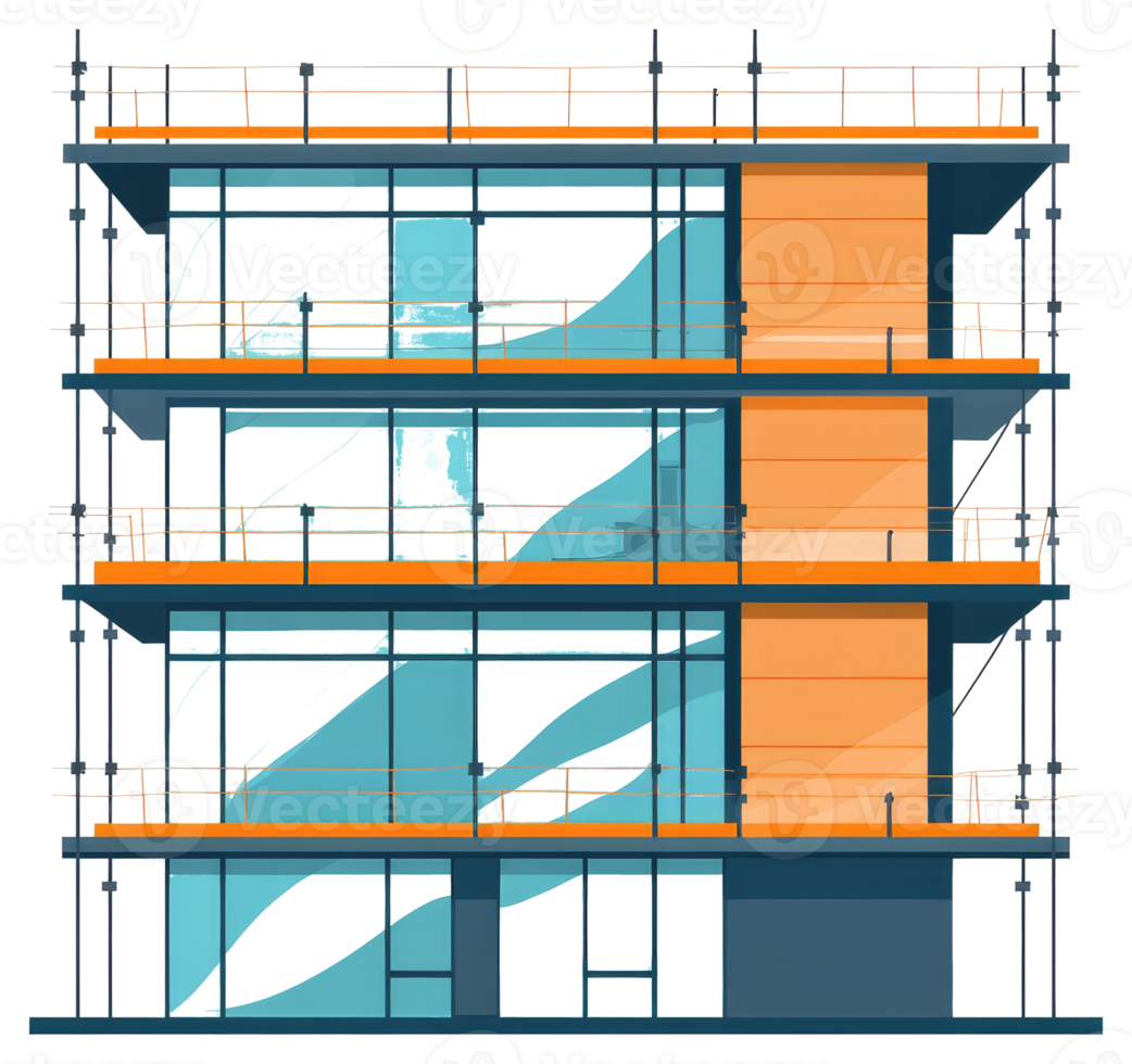 Construction of a modern multi level commercial office building illustrated png