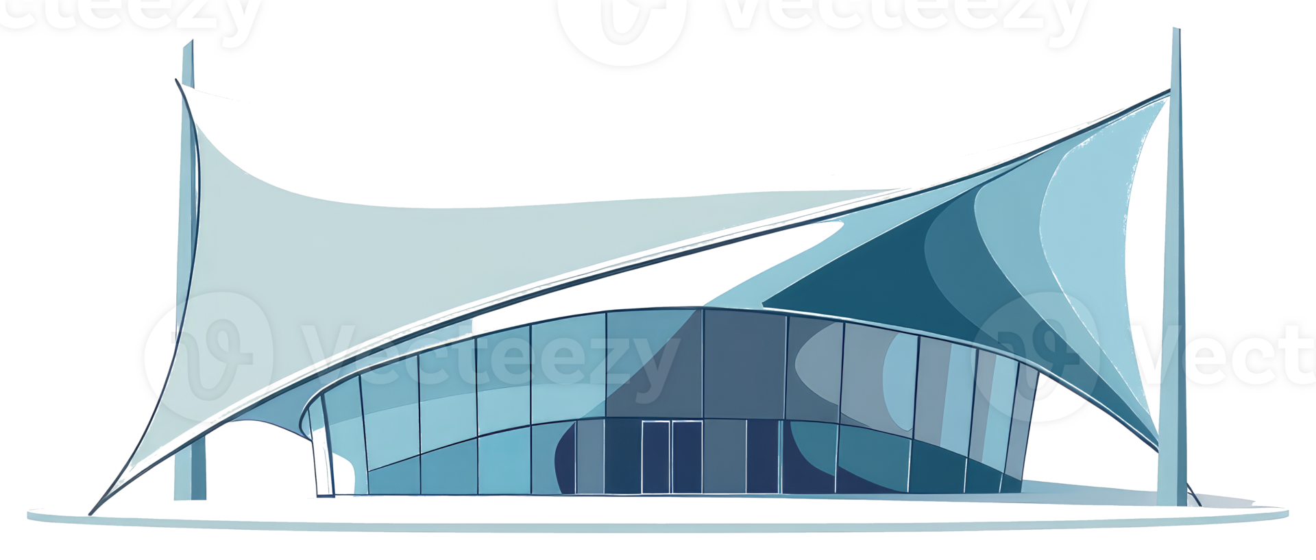 An illustration of a modern building with a canopy over it png